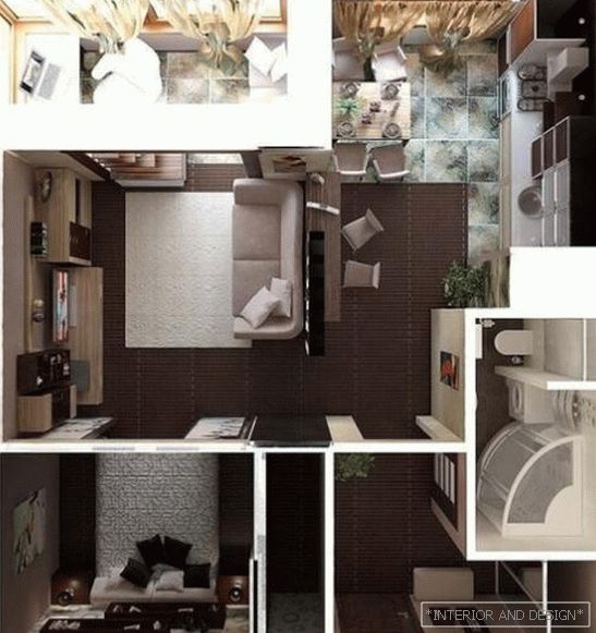 proiect de design al apartamentului cu o cameră 4