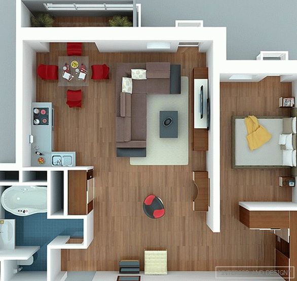 proiect de design al apartamentului cu o cameră 5