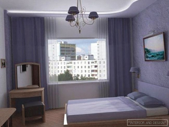 Fotografia unui dormitor într-o casă de panouri