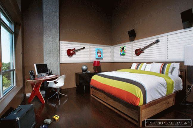 Fotografia unui dormitor pentru un băiat în stil loft